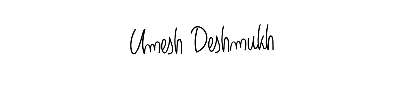 You should practise on your own different ways (Angelique-Rose-font-FFP) to write your name (Umesh Deshmukh) in signature. don't let someone else do it for you. Umesh Deshmukh signature style 5 images and pictures png