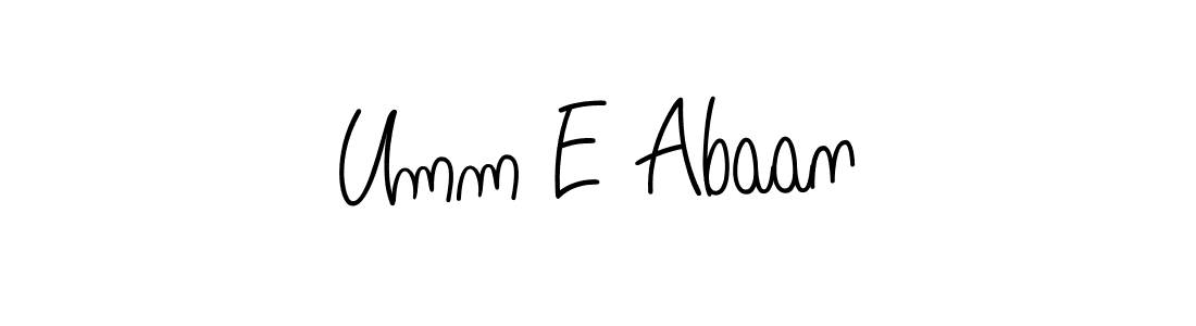 The best way (Angelique-Rose-font-FFP) to make a short signature is to pick only two or three words in your name. The name Umm E Abaan include a total of six letters. For converting this name. Umm E Abaan signature style 5 images and pictures png