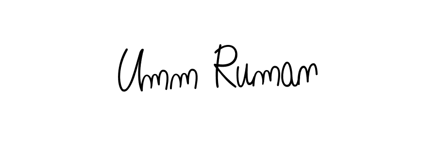 Umm Ruman stylish signature style. Best Handwritten Sign (Angelique-Rose-font-FFP) for my name. Handwritten Signature Collection Ideas for my name Umm Ruman. Umm Ruman signature style 5 images and pictures png