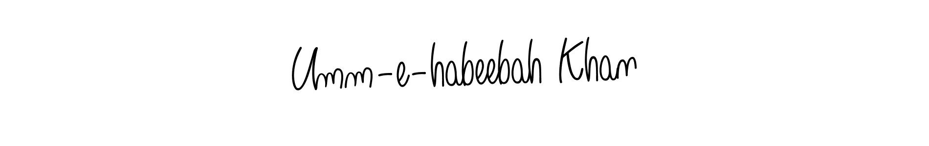 Angelique-Rose-font-FFP is a professional signature style that is perfect for those who want to add a touch of class to their signature. It is also a great choice for those who want to make their signature more unique. Get Umm-e-habeebah Khan name to fancy signature for free. Umm-e-habeebah Khan signature style 5 images and pictures png