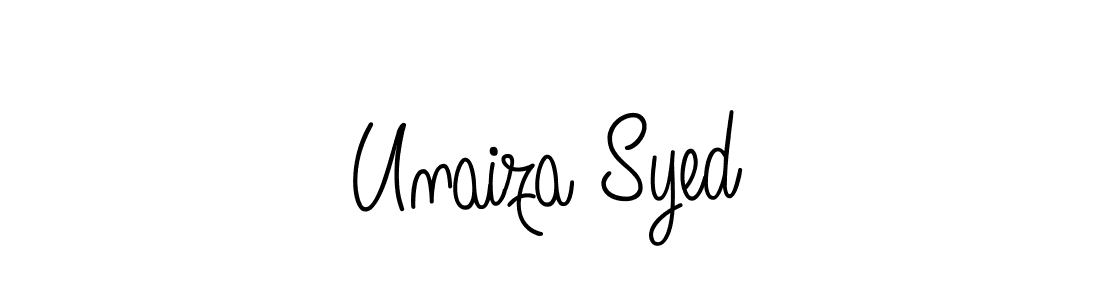 How to make Unaiza Syed name signature. Use Angelique-Rose-font-FFP style for creating short signs online. This is the latest handwritten sign. Unaiza Syed signature style 5 images and pictures png