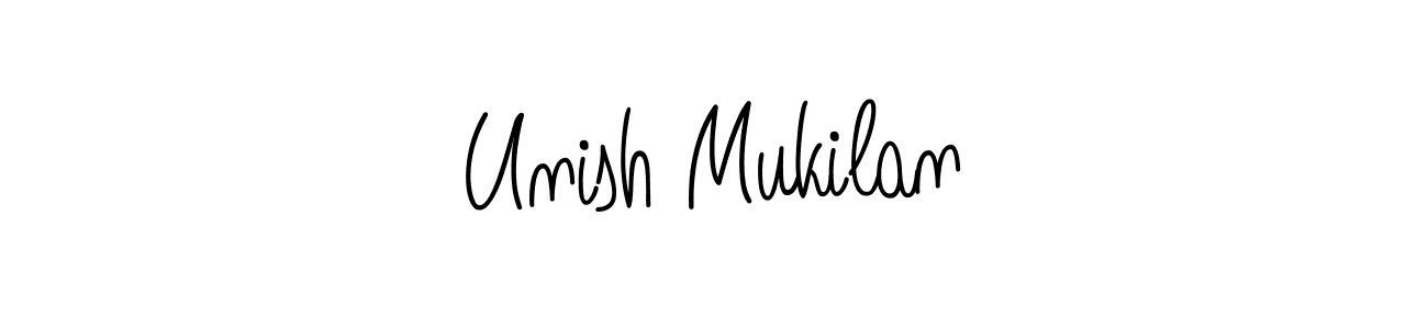 How to make Unish Mukilan name signature. Use Angelique-Rose-font-FFP style for creating short signs online. This is the latest handwritten sign. Unish Mukilan signature style 5 images and pictures png