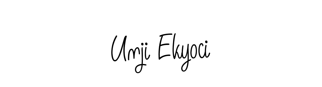 You should practise on your own different ways (Angelique-Rose-font-FFP) to write your name (Unji Ekyoci) in signature. don't let someone else do it for you. Unji Ekyoci signature style 5 images and pictures png