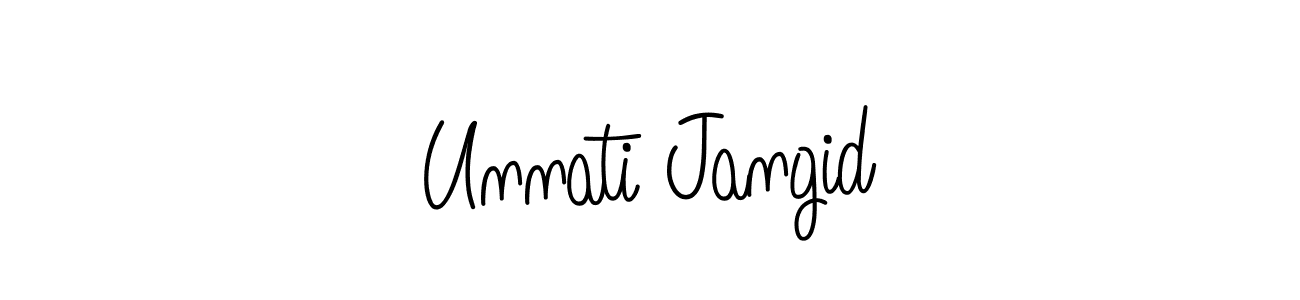 How to make Unnati Jangid name signature. Use Angelique-Rose-font-FFP style for creating short signs online. This is the latest handwritten sign. Unnati Jangid signature style 5 images and pictures png