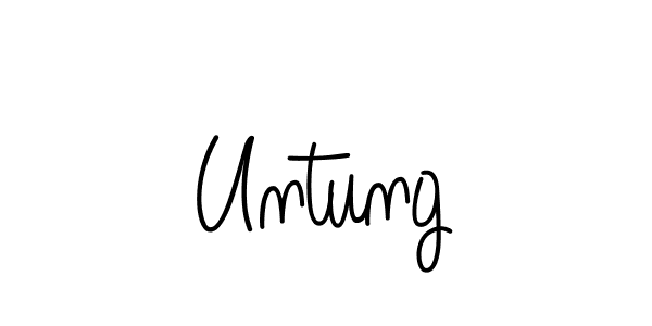 Make a beautiful signature design for name Untung. With this signature (Angelique-Rose-font-FFP) style, you can create a handwritten signature for free. Untung signature style 5 images and pictures png