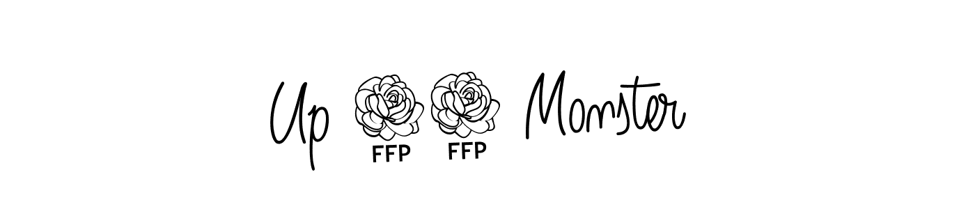 The best way (Angelique-Rose-font-FFP) to make a short signature is to pick only two or three words in your name. The name Up 72 Monster  include a total of six letters. For converting this name. Up 72 Monster  signature style 5 images and pictures png