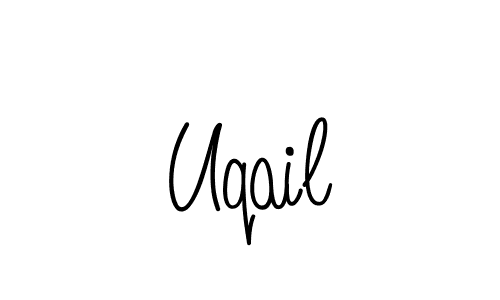 Use a signature maker to create a handwritten signature online. With this signature software, you can design (Angelique-Rose-font-FFP) your own signature for name Uqail. Uqail signature style 5 images and pictures png