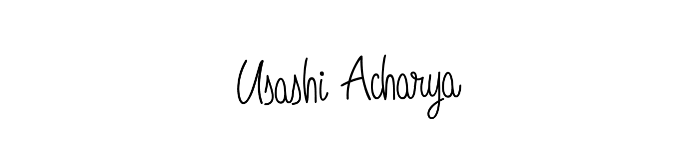 Create a beautiful signature design for name Usashi Acharya. With this signature (Angelique-Rose-font-FFP) fonts, you can make a handwritten signature for free. Usashi Acharya signature style 5 images and pictures png