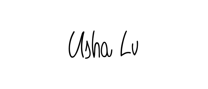 Usha Lv stylish signature style. Best Handwritten Sign (Angelique-Rose-font-FFP) for my name. Handwritten Signature Collection Ideas for my name Usha Lv. Usha Lv signature style 5 images and pictures png