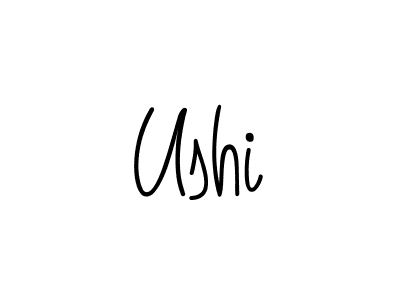 Use a signature maker to create a handwritten signature online. With this signature software, you can design (Angelique-Rose-font-FFP) your own signature for name Ushi. Ushi signature style 5 images and pictures png