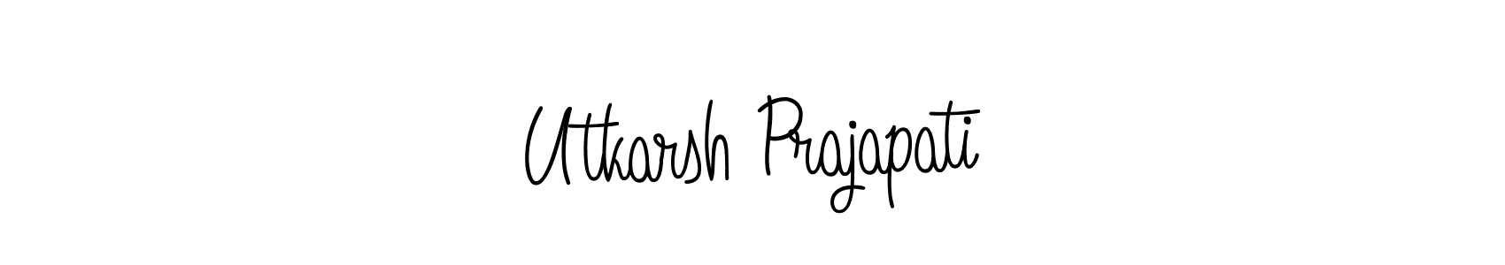 You should practise on your own different ways (Angelique-Rose-font-FFP) to write your name (Utkarsh Prajapati) in signature. don't let someone else do it for you. Utkarsh Prajapati signature style 5 images and pictures png