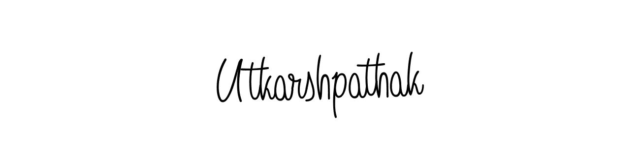 The best way (Angelique-Rose-font-FFP) to make a short signature is to pick only two or three words in your name. The name Utkarshpathak include a total of six letters. For converting this name. Utkarshpathak signature style 5 images and pictures png