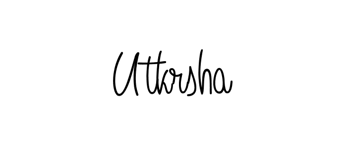 You should practise on your own different ways (Angelique-Rose-font-FFP) to write your name (Utkrsha) in signature. don't let someone else do it for you. Utkrsha signature style 5 images and pictures png