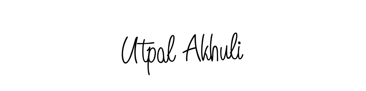 The best way (Angelique-Rose-font-FFP) to make a short signature is to pick only two or three words in your name. The name Utpal Akhuli include a total of six letters. For converting this name. Utpal Akhuli signature style 5 images and pictures png
