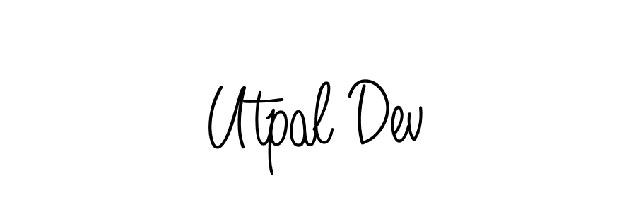 The best way (Angelique-Rose-font-FFP) to make a short signature is to pick only two or three words in your name. The name Utpal Dev include a total of six letters. For converting this name. Utpal Dev signature style 5 images and pictures png