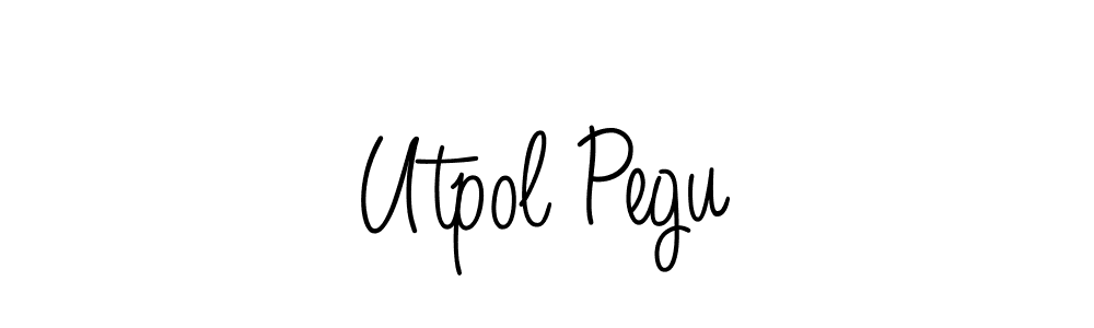 The best way (Angelique-Rose-font-FFP) to make a short signature is to pick only two or three words in your name. The name Utpol Pegu include a total of six letters. For converting this name. Utpol Pegu signature style 5 images and pictures png