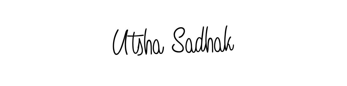 Make a beautiful signature design for name Utsha Sadhak. With this signature (Angelique-Rose-font-FFP) style, you can create a handwritten signature for free. Utsha Sadhak signature style 5 images and pictures png