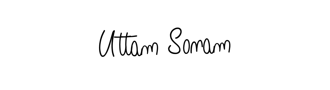 Uttam Sonam stylish signature style. Best Handwritten Sign (Angelique-Rose-font-FFP) for my name. Handwritten Signature Collection Ideas for my name Uttam Sonam. Uttam Sonam signature style 5 images and pictures png