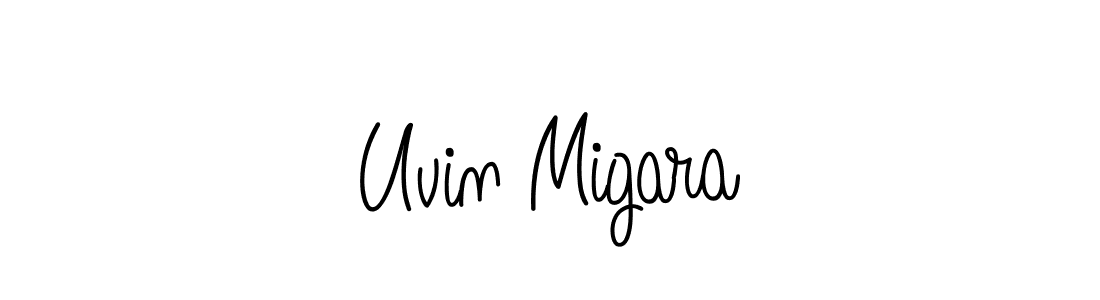 Create a beautiful signature design for name Uvin Migara. With this signature (Angelique-Rose-font-FFP) fonts, you can make a handwritten signature for free. Uvin Migara signature style 5 images and pictures png
