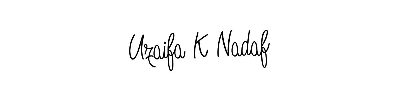 Create a beautiful signature design for name Uzaifa K Nadaf. With this signature (Angelique-Rose-font-FFP) fonts, you can make a handwritten signature for free. Uzaifa K Nadaf signature style 5 images and pictures png