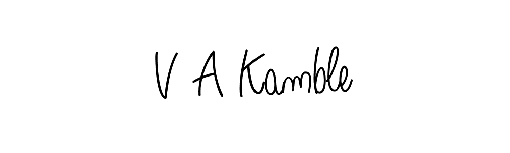 Make a beautiful signature design for name V A Kamble. With this signature (Angelique-Rose-font-FFP) style, you can create a handwritten signature for free. V A Kamble signature style 5 images and pictures png