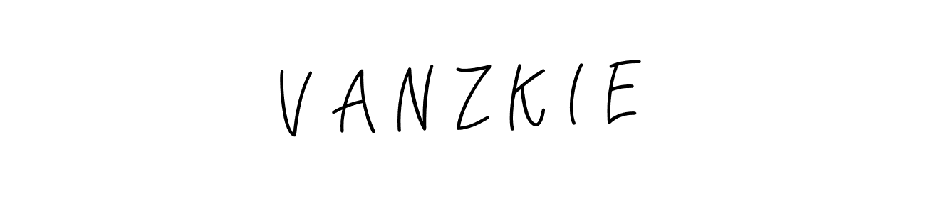 Use a signature maker to create a handwritten signature online. With this signature software, you can design (Angelique-Rose-font-FFP) your own signature for name V A N Z K I E. V A N Z K I E signature style 5 images and pictures png