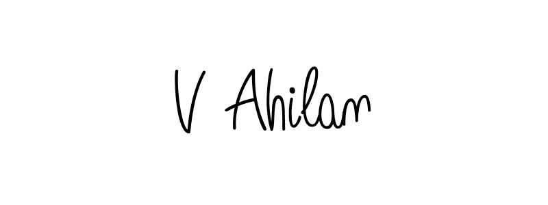 Design your own signature with our free online signature maker. With this signature software, you can create a handwritten (Angelique-Rose-font-FFP) signature for name V Ahilan. V Ahilan signature style 5 images and pictures png