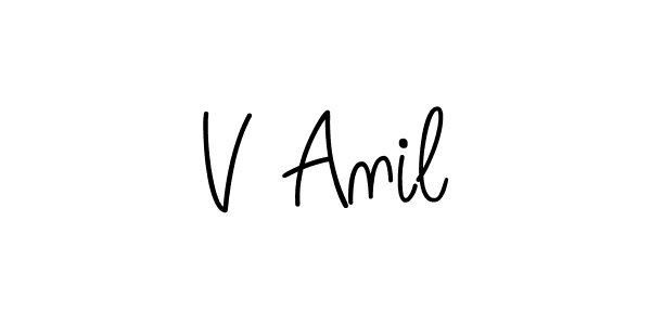 The best way (Angelique-Rose-font-FFP) to make a short signature is to pick only two or three words in your name. The name V Anil include a total of six letters. For converting this name. V Anil signature style 5 images and pictures png