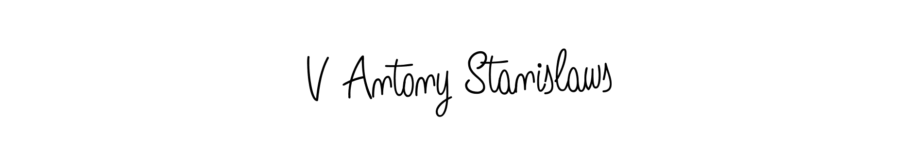 Make a beautiful signature design for name V Antony Stanislaws. With this signature (Angelique-Rose-font-FFP) style, you can create a handwritten signature for free. V Antony Stanislaws signature style 5 images and pictures png