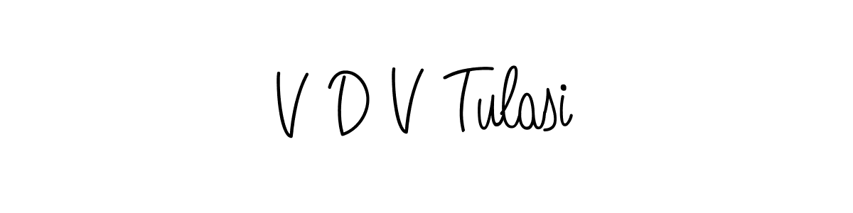 You should practise on your own different ways (Angelique-Rose-font-FFP) to write your name (V D V Tulasi) in signature. don't let someone else do it for you. V D V Tulasi signature style 5 images and pictures png
