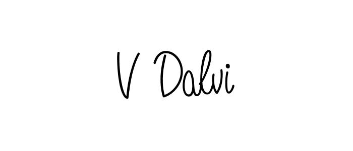 Design your own signature with our free online signature maker. With this signature software, you can create a handwritten (Angelique-Rose-font-FFP) signature for name V Dalvi. V Dalvi signature style 5 images and pictures png