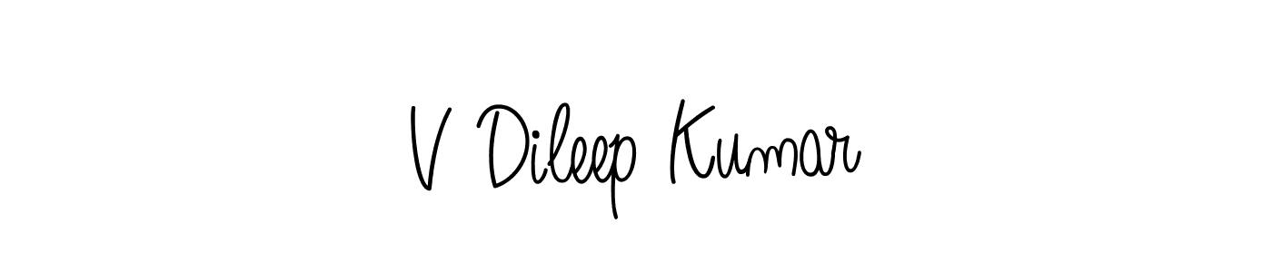 Make a beautiful signature design for name V Dileep Kumar. With this signature (Angelique-Rose-font-FFP) style, you can create a handwritten signature for free. V Dileep Kumar signature style 5 images and pictures png