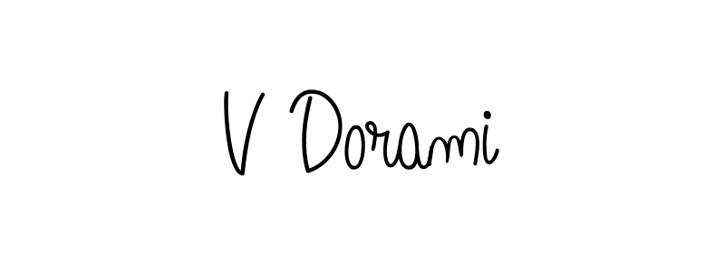 Design your own signature with our free online signature maker. With this signature software, you can create a handwritten (Angelique-Rose-font-FFP) signature for name V Dorami. V Dorami signature style 5 images and pictures png