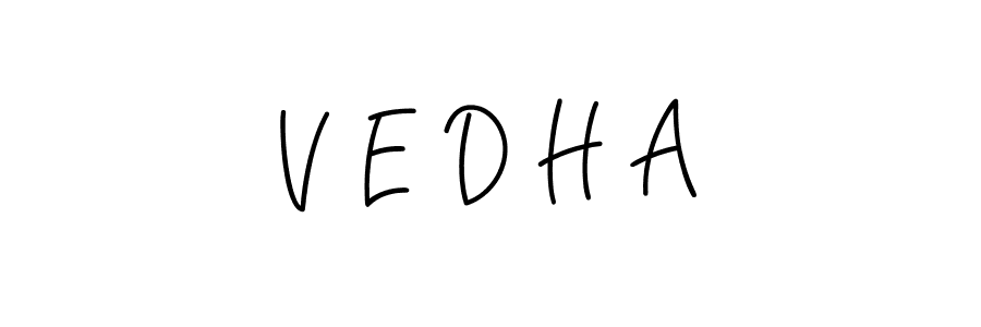 The best way (Angelique-Rose-font-FFP) to make a short signature is to pick only two or three words in your name. The name V E D H A include a total of six letters. For converting this name. V E D H A signature style 5 images and pictures png