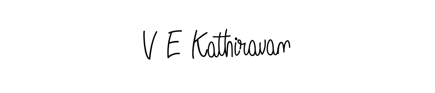 You should practise on your own different ways (Angelique-Rose-font-FFP) to write your name (V E Kathiravan) in signature. don't let someone else do it for you. V E Kathiravan signature style 5 images and pictures png