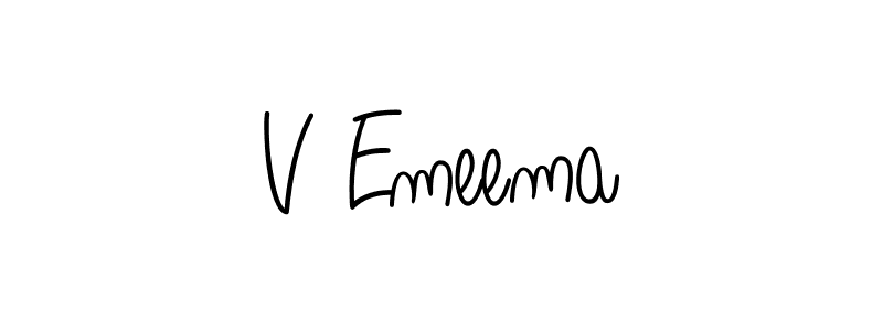 V Emeema stylish signature style. Best Handwritten Sign (Angelique-Rose-font-FFP) for my name. Handwritten Signature Collection Ideas for my name V Emeema. V Emeema signature style 5 images and pictures png