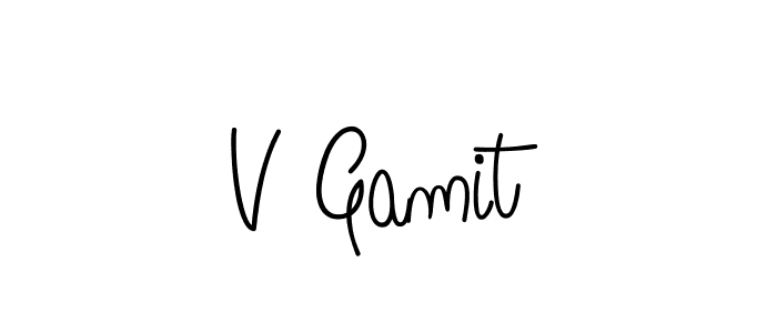 The best way (Angelique-Rose-font-FFP) to make a short signature is to pick only two or three words in your name. The name V Gamit include a total of six letters. For converting this name. V Gamit signature style 5 images and pictures png