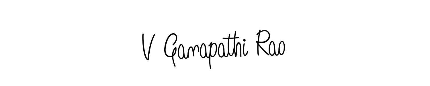 You should practise on your own different ways (Angelique-Rose-font-FFP) to write your name (V Ganapathi Rao) in signature. don't let someone else do it for you. V Ganapathi Rao signature style 5 images and pictures png
