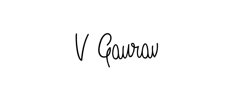 How to make V Gaurav name signature. Use Angelique-Rose-font-FFP style for creating short signs online. This is the latest handwritten sign. V Gaurav signature style 5 images and pictures png