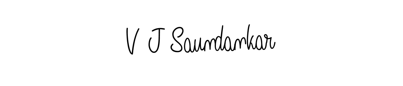 Also we have V J Saundankar name is the best signature style. Create professional handwritten signature collection using Angelique-Rose-font-FFP autograph style. V J Saundankar signature style 5 images and pictures png