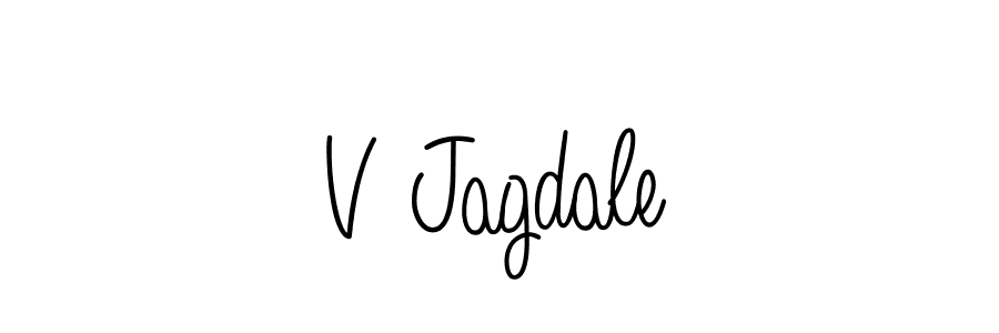 Also we have V Jagdale name is the best signature style. Create professional handwritten signature collection using Angelique-Rose-font-FFP autograph style. V Jagdale signature style 5 images and pictures png