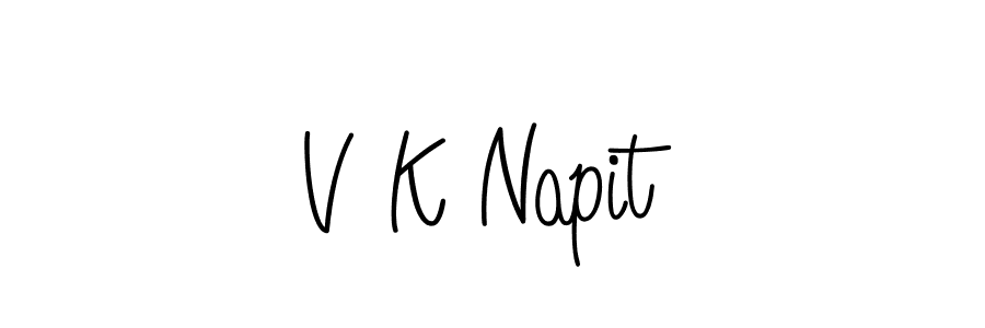 Make a beautiful signature design for name V K Napit. With this signature (Angelique-Rose-font-FFP) style, you can create a handwritten signature for free. V K Napit signature style 5 images and pictures png