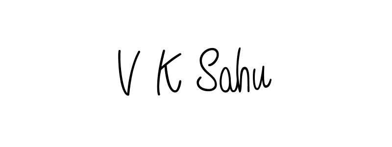 How to make V K Sahu name signature. Use Angelique-Rose-font-FFP style for creating short signs online. This is the latest handwritten sign. V K Sahu signature style 5 images and pictures png