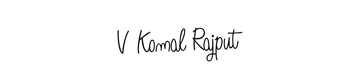 How to make V Komal Rajput name signature. Use Angelique-Rose-font-FFP style for creating short signs online. This is the latest handwritten sign. V Komal Rajput signature style 5 images and pictures png