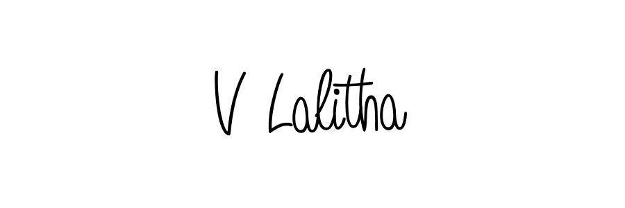 Design your own signature with our free online signature maker. With this signature software, you can create a handwritten (Angelique-Rose-font-FFP) signature for name V Lalitha. V Lalitha signature style 5 images and pictures png