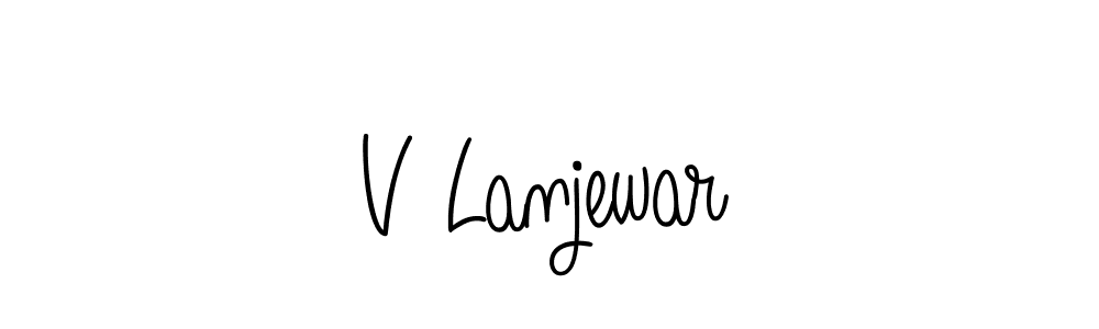 Use a signature maker to create a handwritten signature online. With this signature software, you can design (Angelique-Rose-font-FFP) your own signature for name V Lanjewar. V Lanjewar signature style 5 images and pictures png