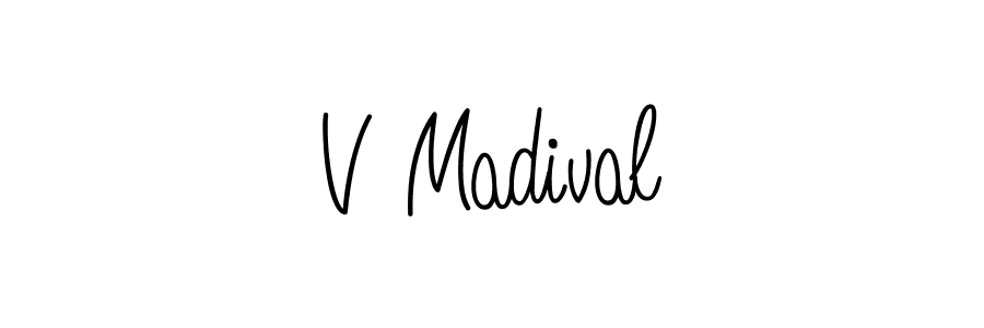 You should practise on your own different ways (Angelique-Rose-font-FFP) to write your name (V Madival) in signature. don't let someone else do it for you. V Madival signature style 5 images and pictures png
