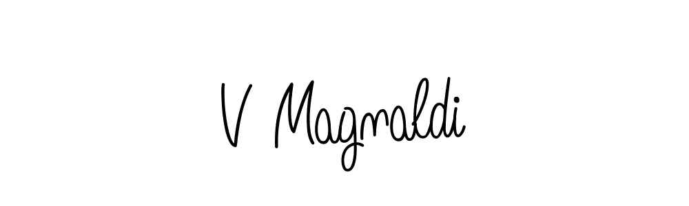 Make a beautiful signature design for name V Magnaldi. With this signature (Angelique-Rose-font-FFP) style, you can create a handwritten signature for free. V Magnaldi signature style 5 images and pictures png