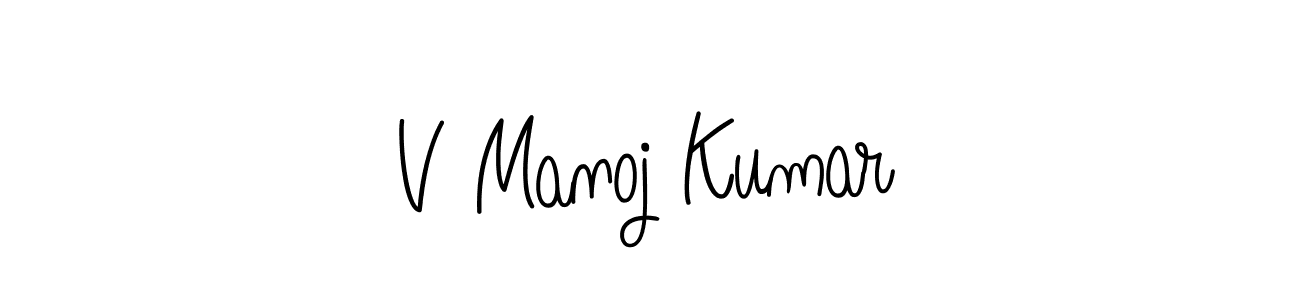 Create a beautiful signature design for name V Manoj Kumar. With this signature (Angelique-Rose-font-FFP) fonts, you can make a handwritten signature for free. V Manoj Kumar signature style 5 images and pictures png