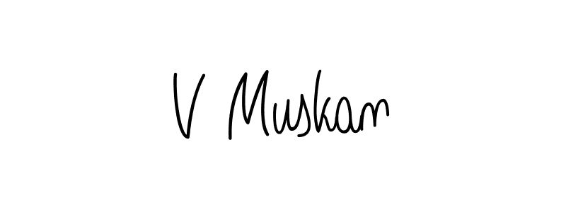 You should practise on your own different ways (Angelique-Rose-font-FFP) to write your name (V Muskan) in signature. don't let someone else do it for you. V Muskan signature style 5 images and pictures png